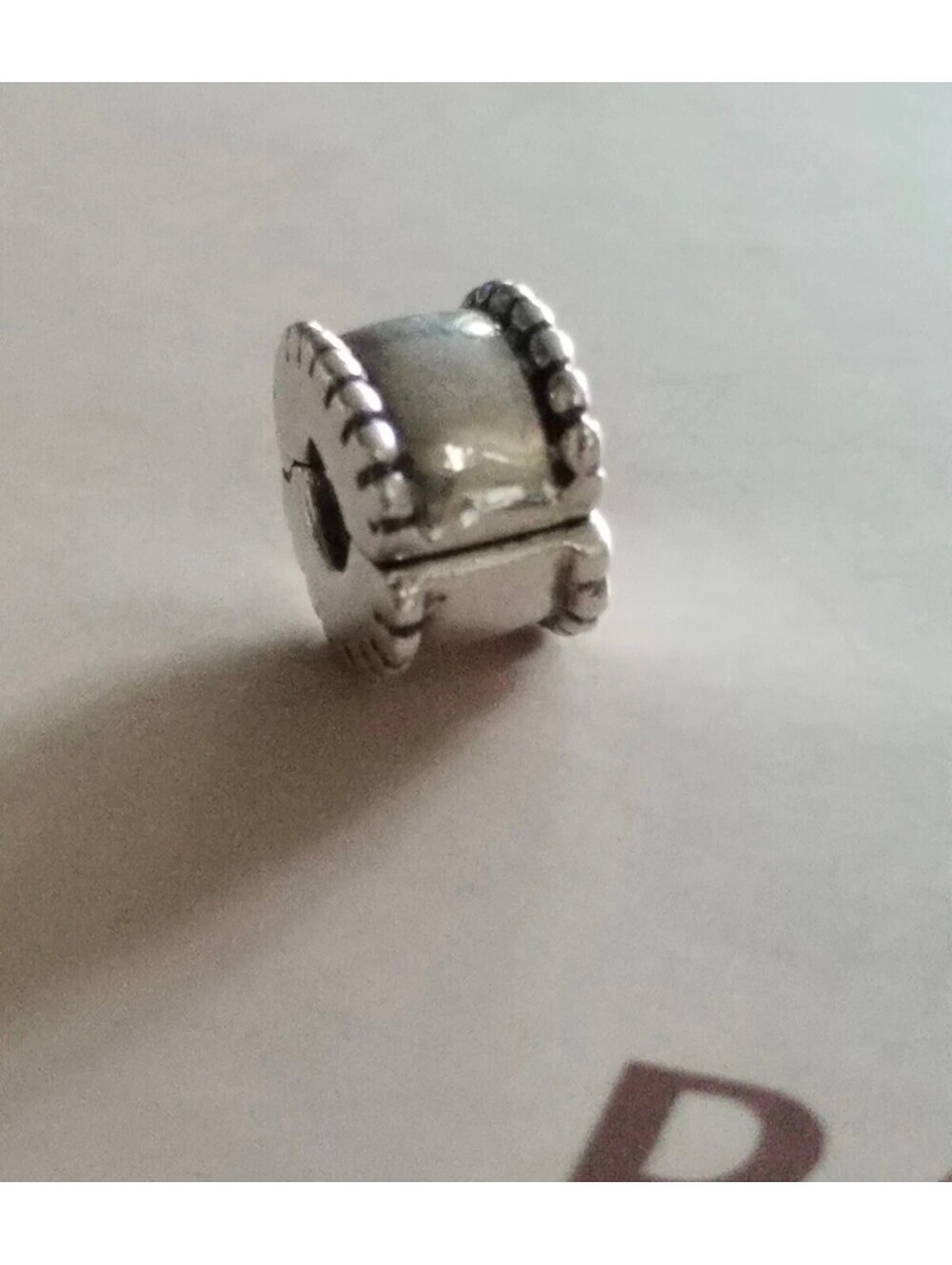 Pandora Beveled Clip Charm #790267 Sterling Silver Spacer Authentic Retired